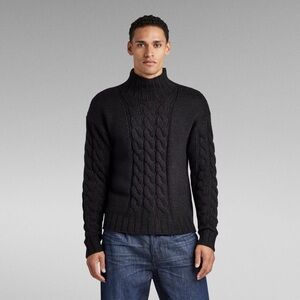 G-STAR RAW Men Heavy Cable Loose Mock Knit Black Size XS